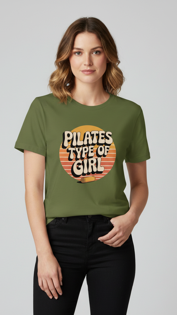 "Pilates Type Of Girl" Retro Sunset T-shirt