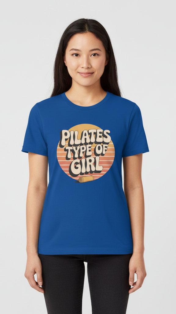 "Pilates Type Of Girl" Retro Sunset T-shirt