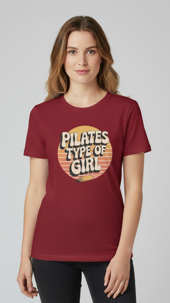 "Pilates Type Of Girl" Retro Sunset T-shirt