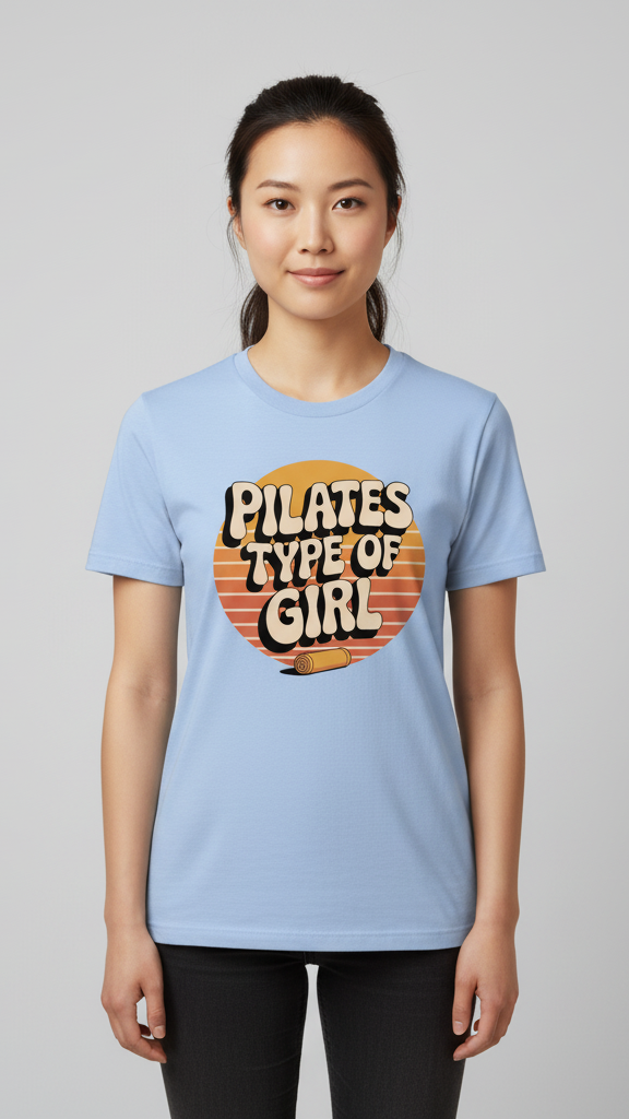 "Pilates Type Of Girl" Retro Sunset T-shirt