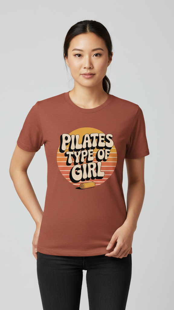 "Pilates Type Of Girl" Retro Sunset T-shirt