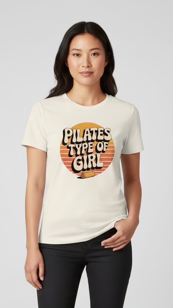 "Pilates Type Of Girl" Retro Sunset T-shirt