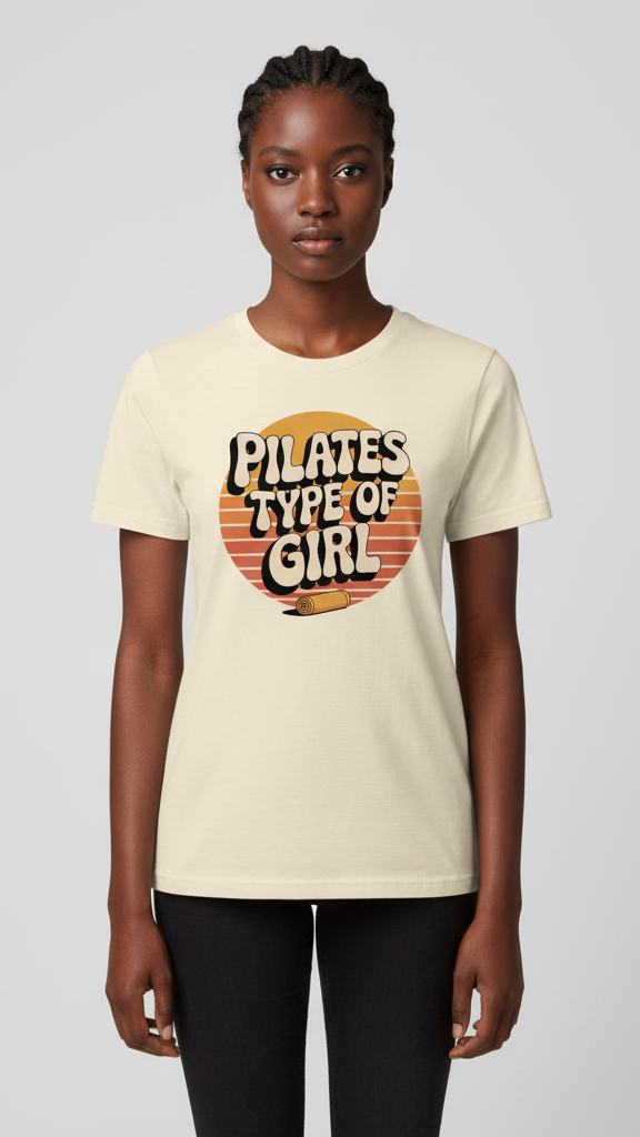 "Pilates Type Of Girl" Retro Sunset T-shirt
