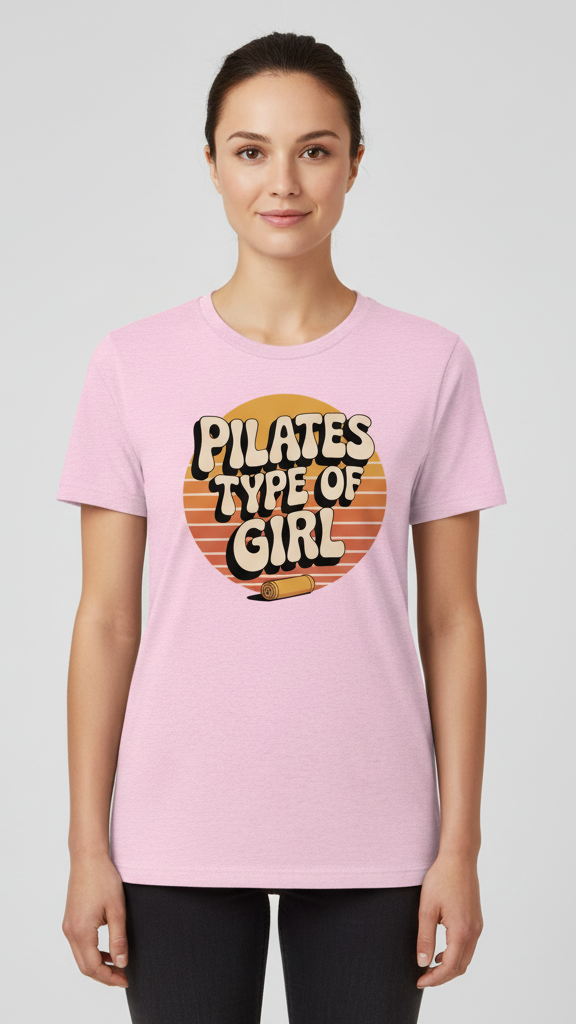 "Pilates Type Of Girl" Retro Sunset T-shirt