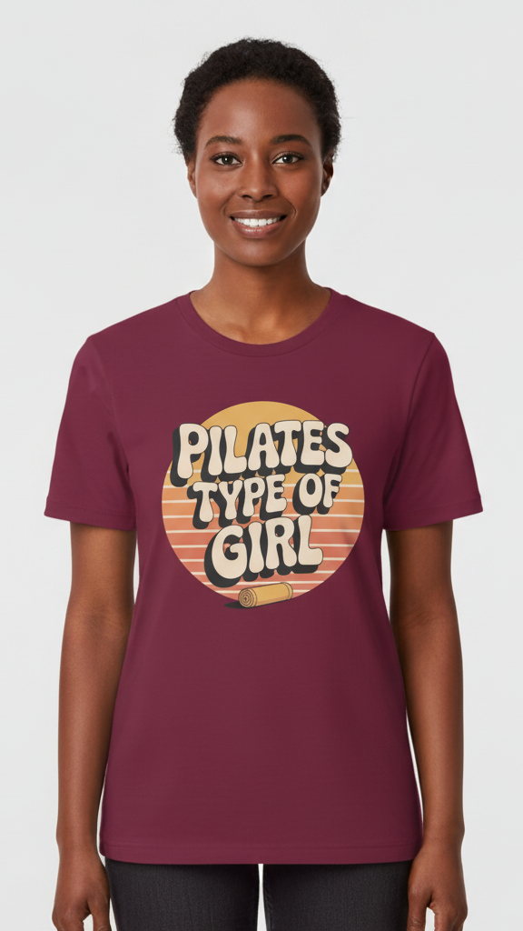 "Pilates Type Of Girl" Retro Sunset T-shirt