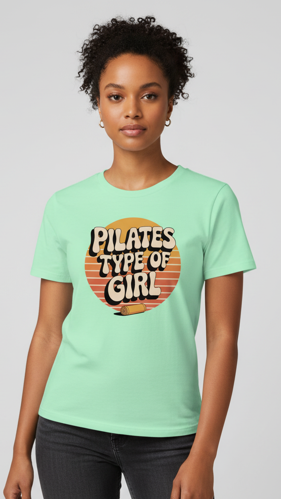 "Pilates Type Of Girl" Retro Sunset T-shirt
