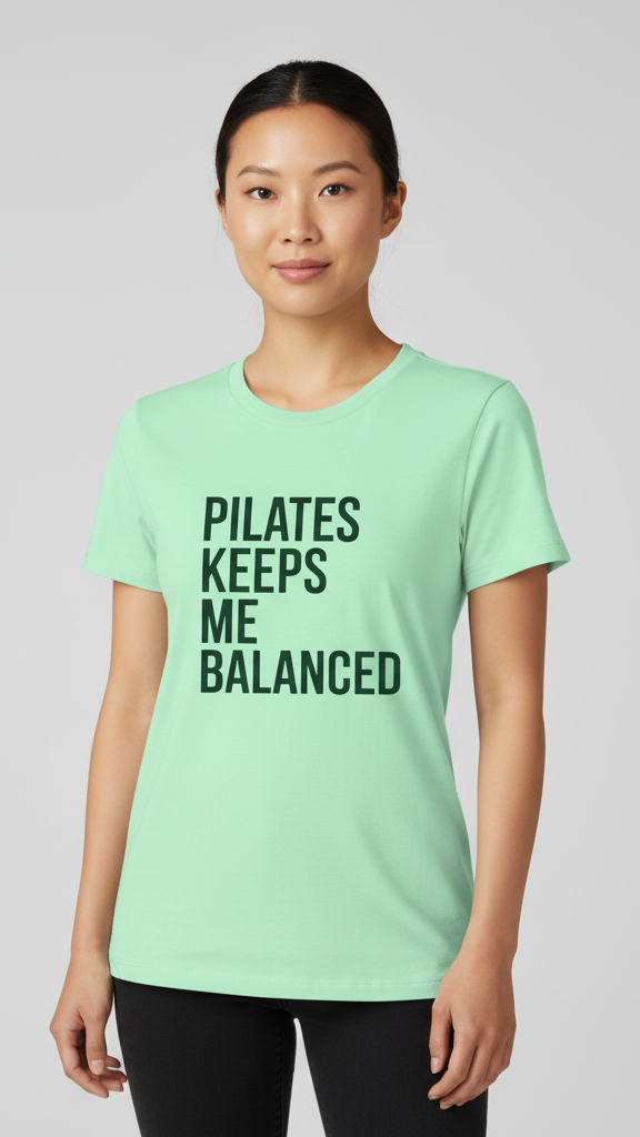 "Pilates Keeps Me Balanced" Uplifting Block T-shirt