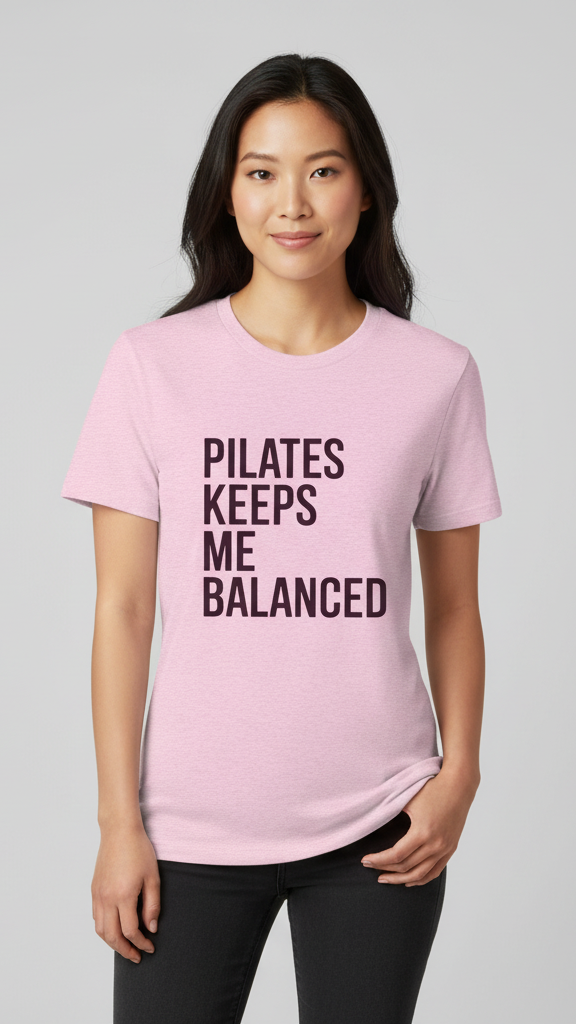 "Pilates Keeps Me Balanced" Uplifting Block T-shirt