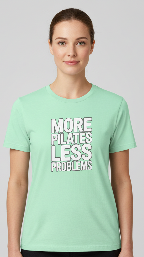 "More Pilates Less Problems" Clean Block T-shirt