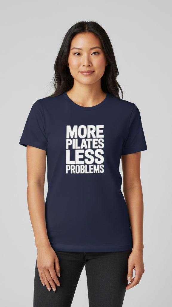 "More Pilates Less Problems" Clean Block T-shirt