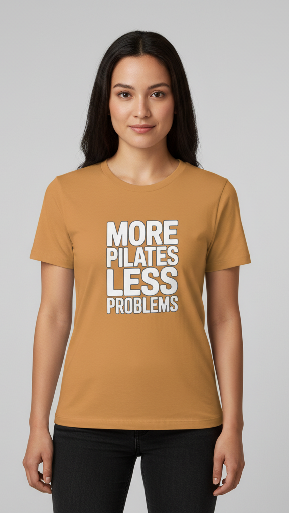 "More Pilates Less Problems" Clean Block T-shirt
