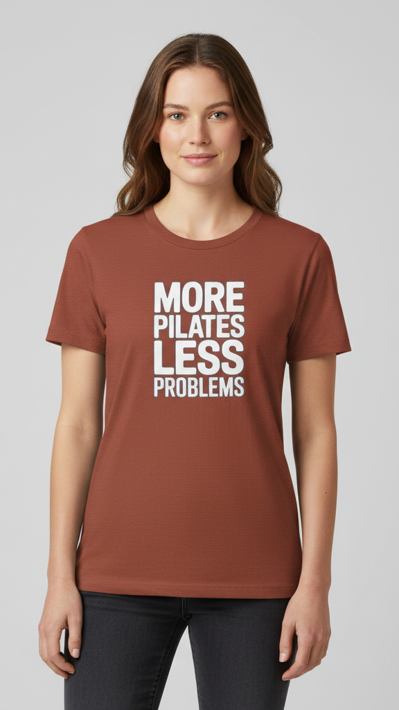"More Pilates Less Problems" Clean Block T-shirt