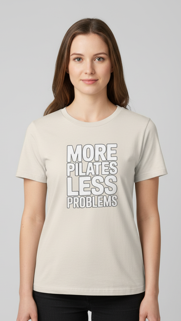 "More Pilates Less Problems" Clean Block T-shirt