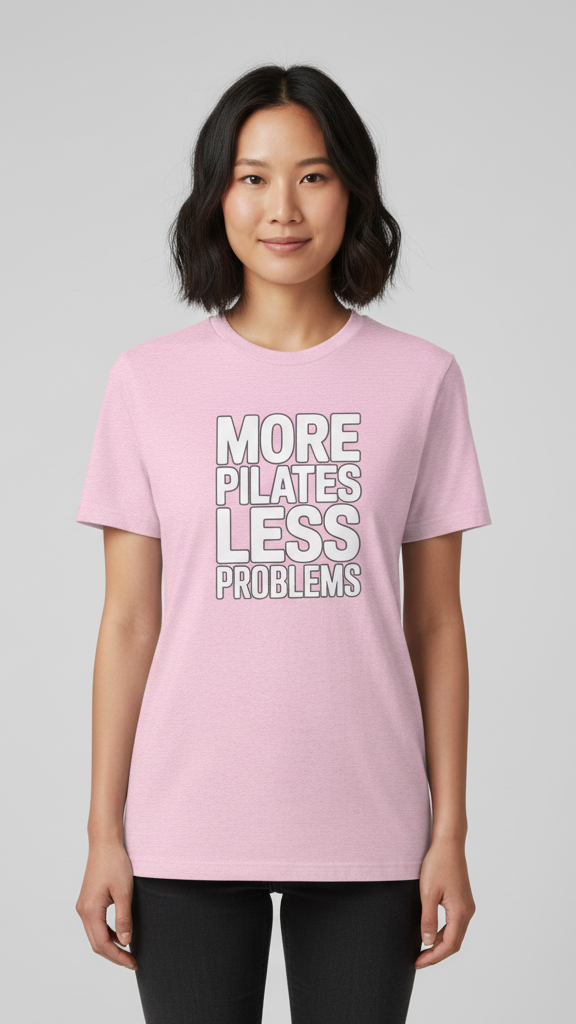 "More Pilates Less Problems" Clean Block T-shirt