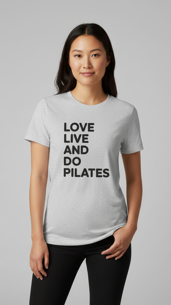 "Love Live And Do Pilates" Motivational Block T-shirt