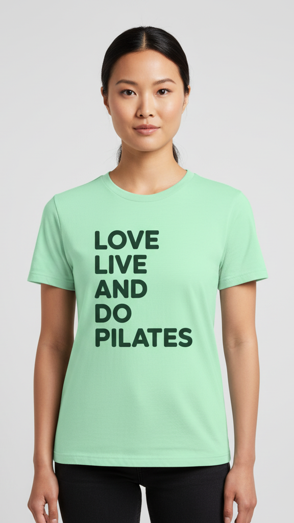 "Love Live And Do Pilates" Motivational Block T-shirt