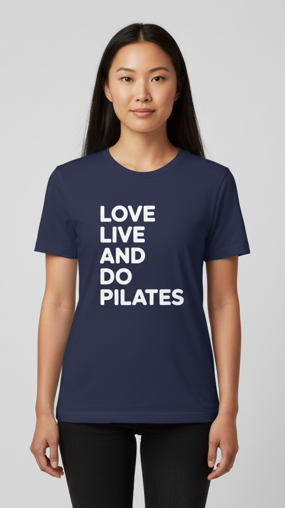 "Love Live And Do Pilates" Motivational Block T-shirt