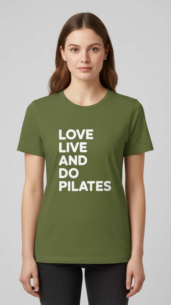"Love Live And Do Pilates" Motivational Block T-shirt