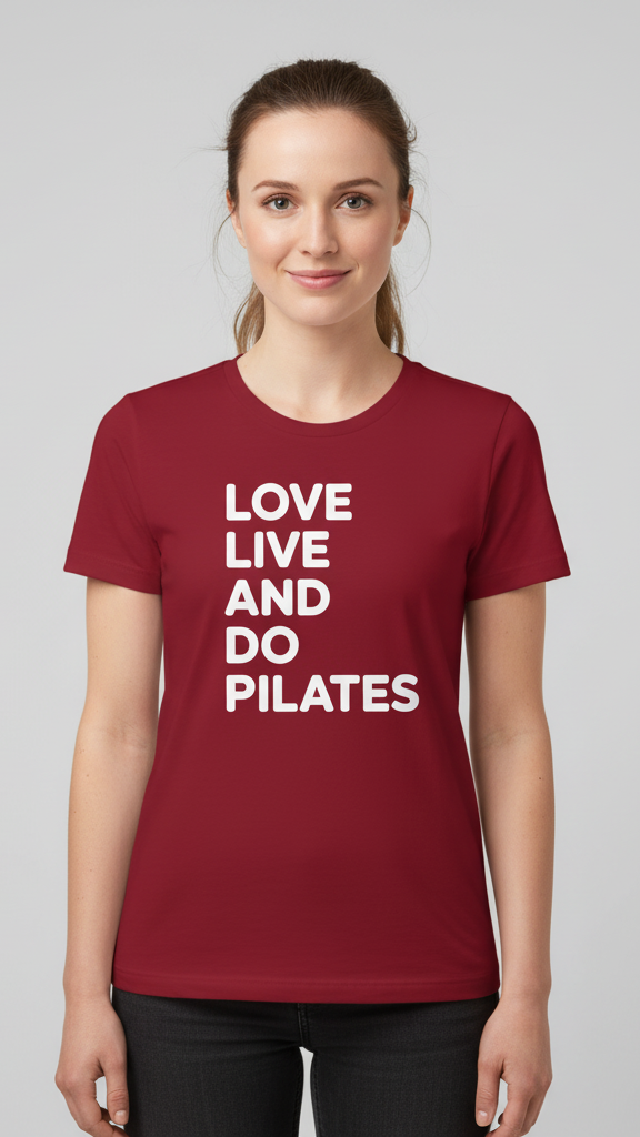 "Love Live And Do Pilates" Motivational Block T-shirt