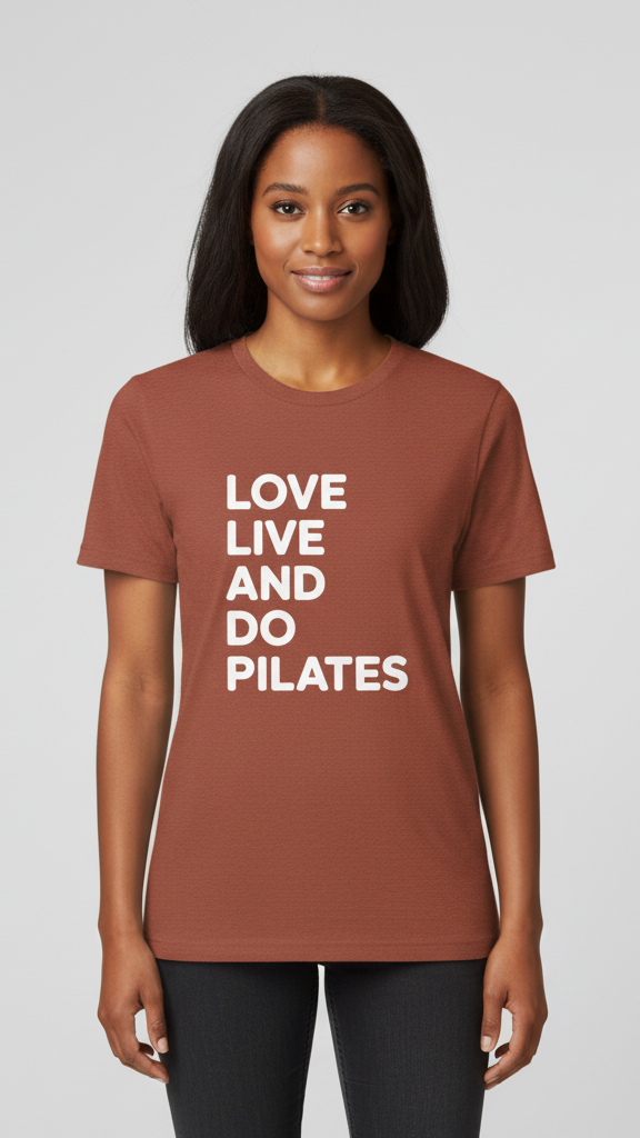 "Love Live And Do Pilates" Motivational Block T-shirt