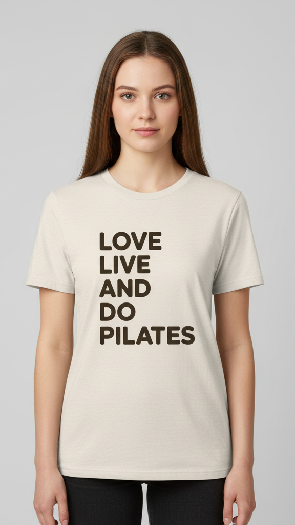 "Love Live And Do Pilates" Motivational Block T-shirt
