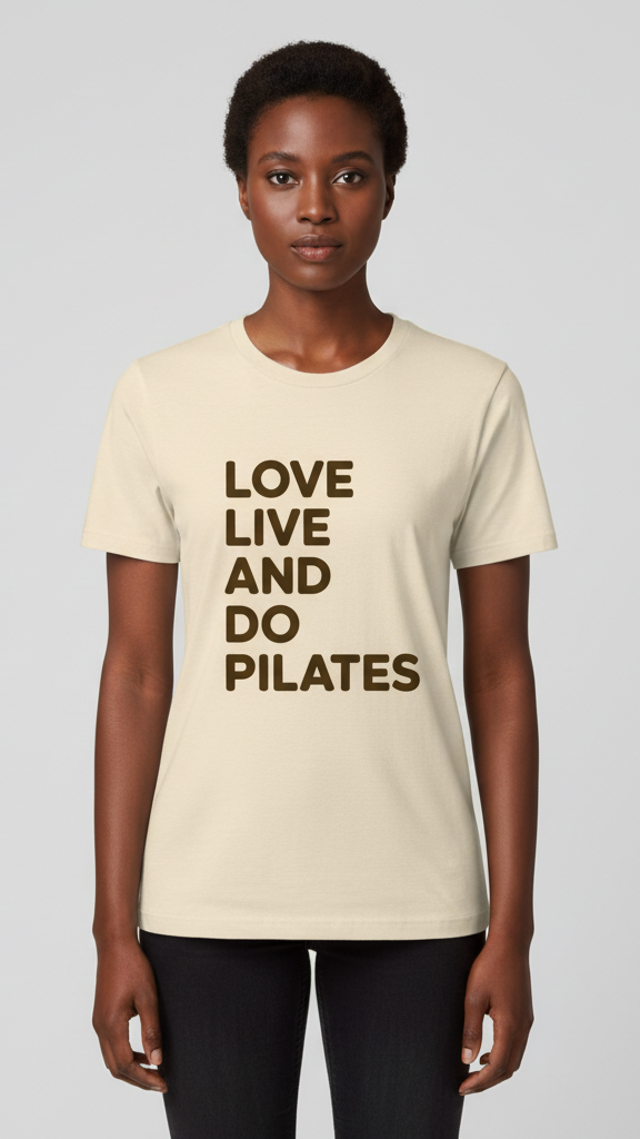 "Love Live And Do Pilates" Motivational Block T-shirt
