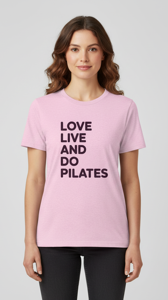"Love Live And Do Pilates" Motivational Block T-shirt