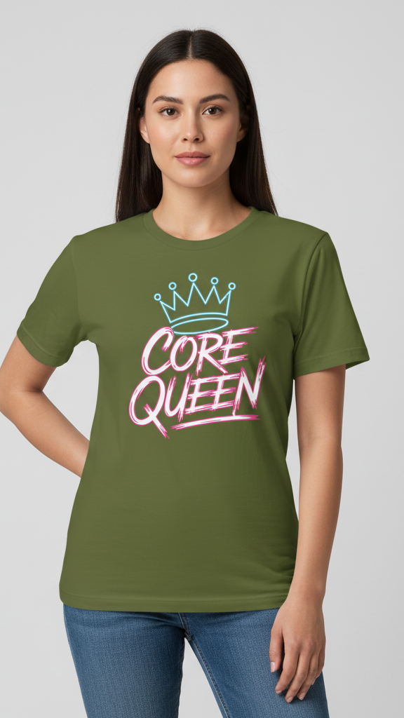 "Core Queen" Electric Brushstroke Crown T-shirt