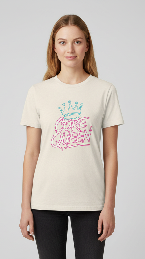 "Core Queen" Electric Brushstroke Crown T-shirt