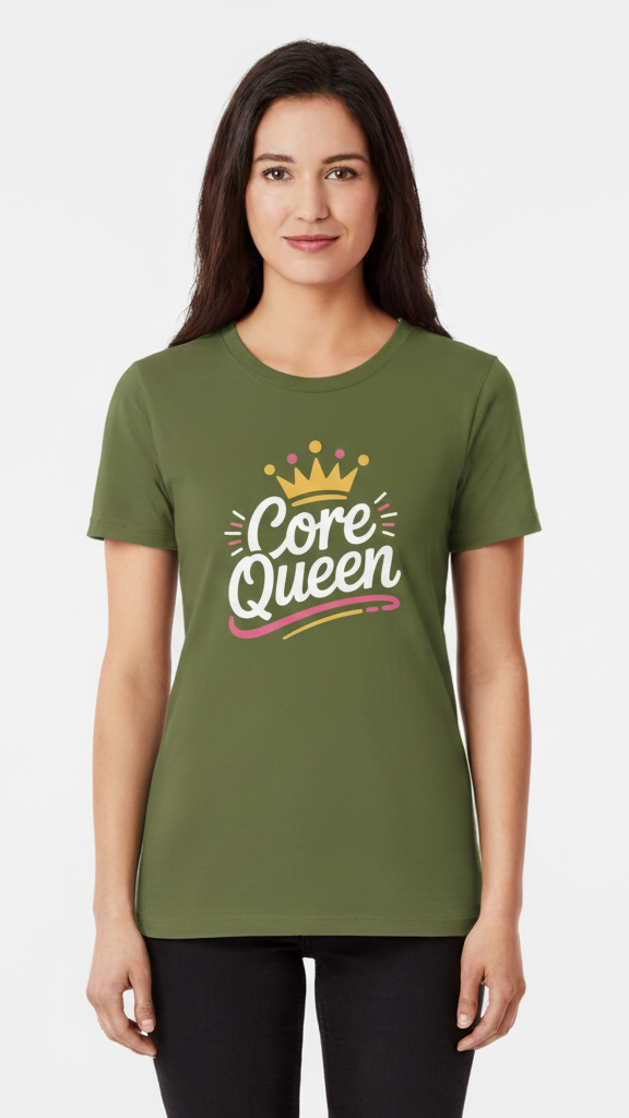 "Core Queen" Hand Lettered Crown T-shirt