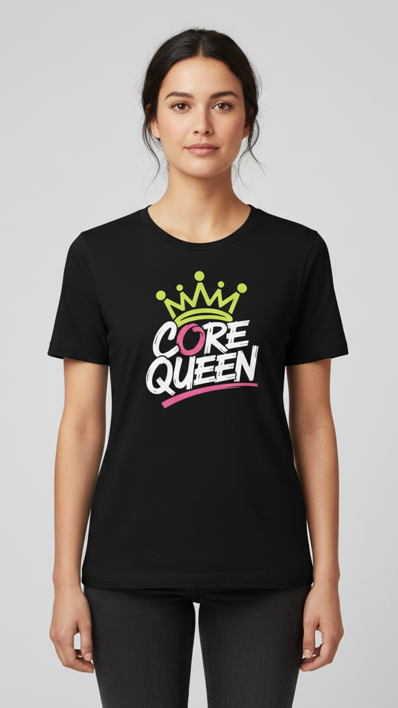 "Core Queen" Dynamic Neon Crown T-shirt