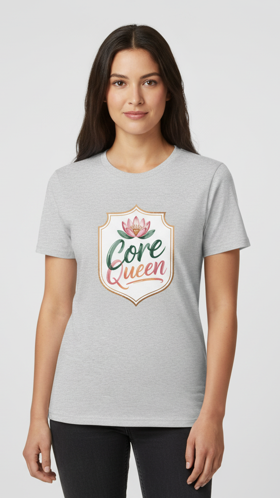"Core Queen" Floral Emblem T-shirt