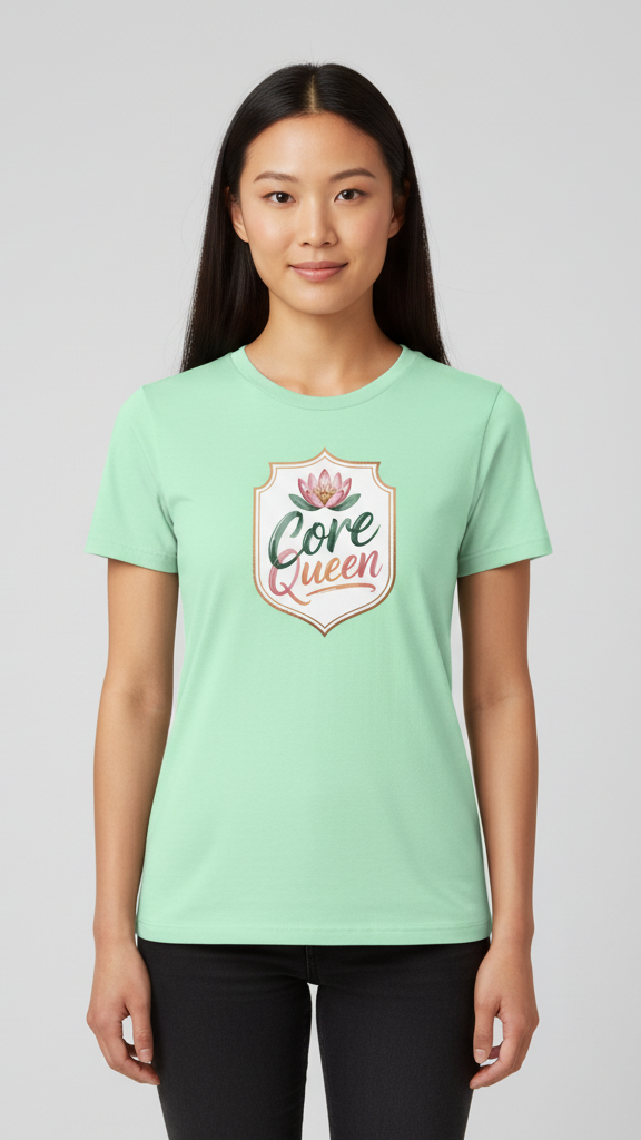 "Core Queen" Floral Emblem T-shirt