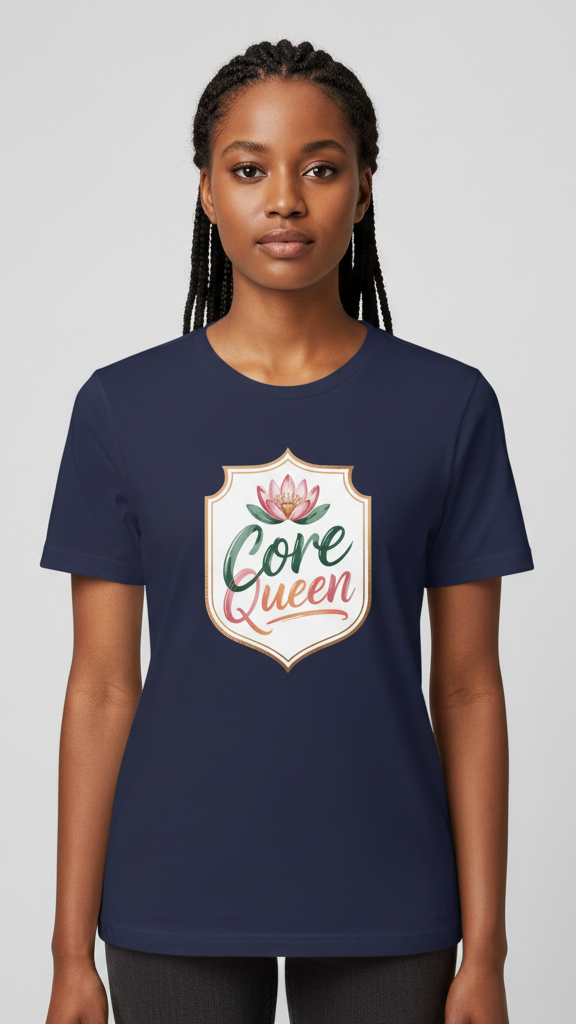 "Core Queen" Floral Emblem T-shirt