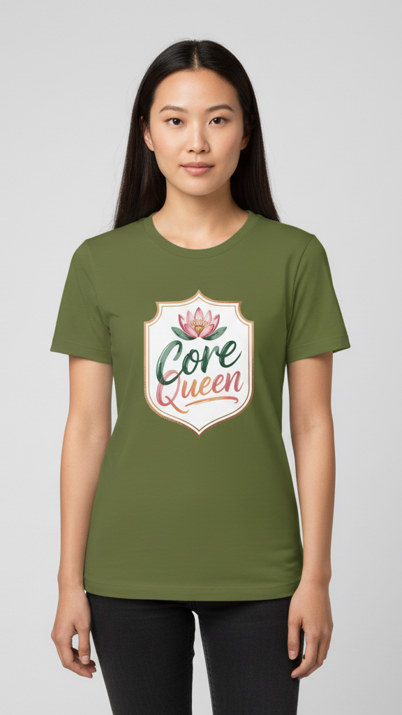 "Core Queen" Floral Emblem T-shirt
