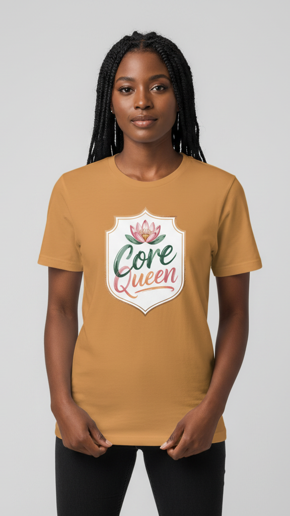 "Core Queen" Floral Emblem T-shirt