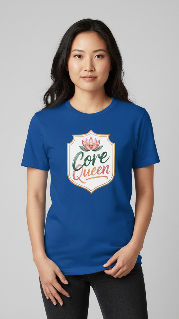 "Core Queen" Floral Emblem T-shirt