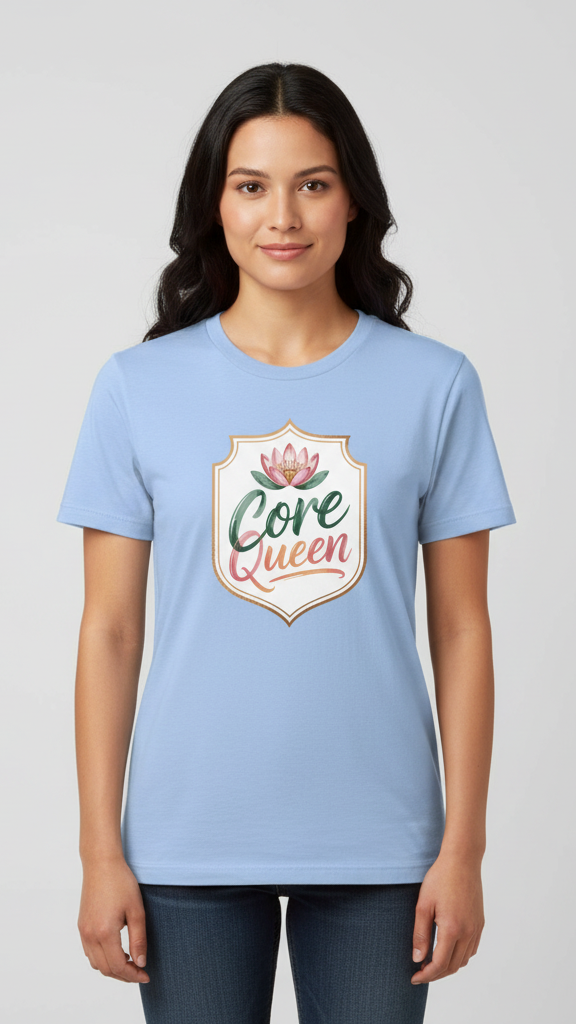 "Core Queen" Floral Emblem T-shirt
