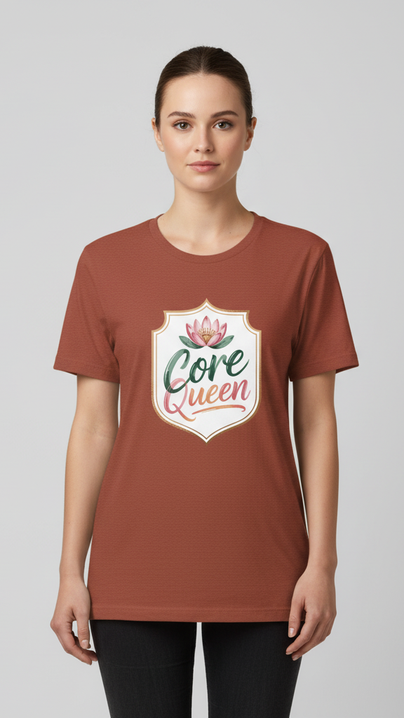 "Core Queen" Floral Emblem T-shirt