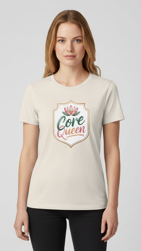 "Core Queen" Floral Emblem T-shirt