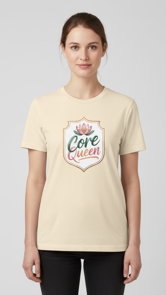 "Core Queen" Floral Emblem T-shirt