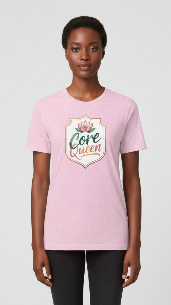 "Core Queen" Floral Emblem T-shirt