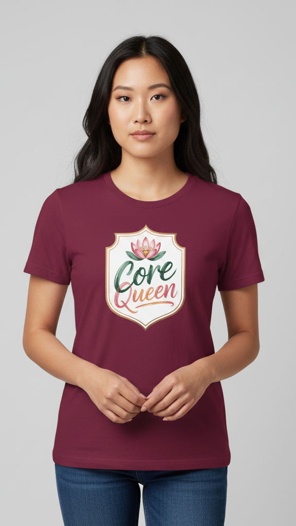 "Core Queen" Floral Emblem T-shirt