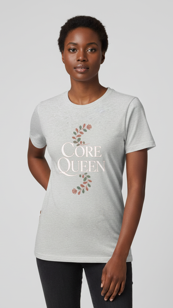 "Core Queen" Elegant Floral Scroll T-shirt