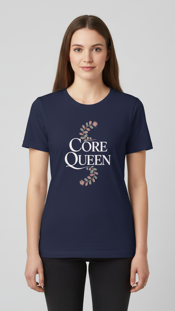 "Core Queen" Elegant Floral Scroll T-shirt