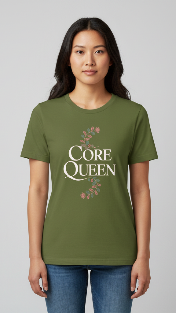 "Core Queen" Elegant Floral Scroll T-shirt