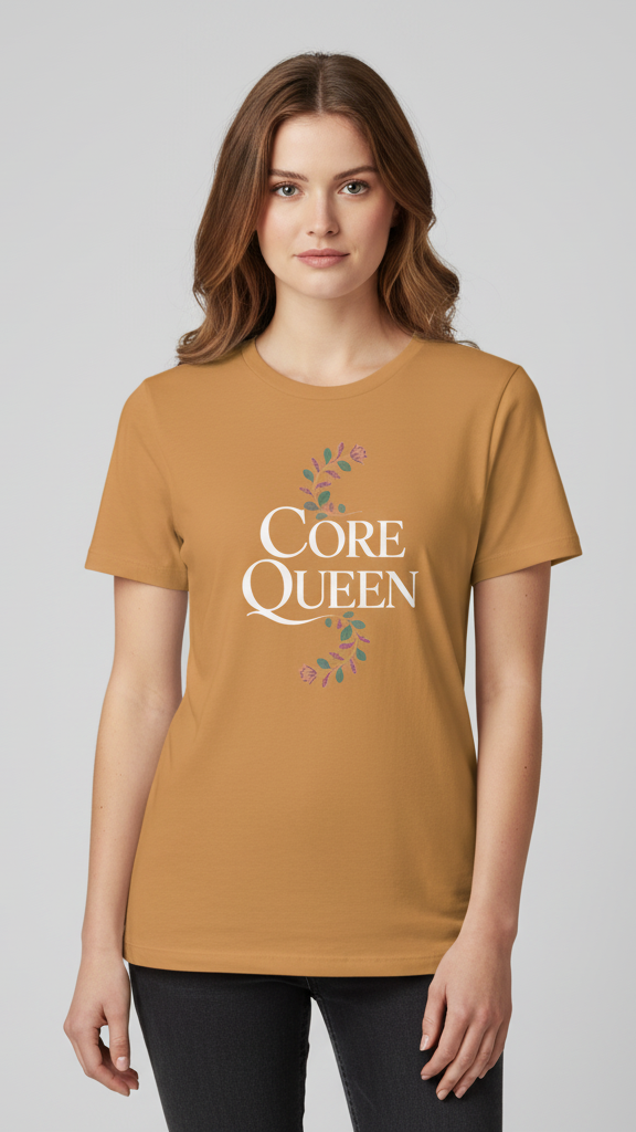 "Core Queen" Elegant Floral Scroll T-shirt