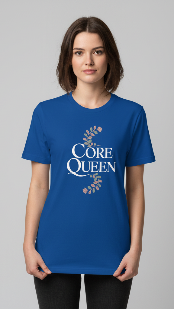 "Core Queen" Elegant Floral Scroll T-shirt