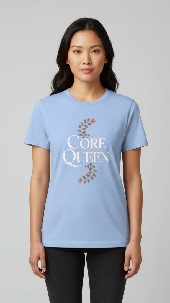 "Core Queen" Elegant Floral Scroll T-shirt