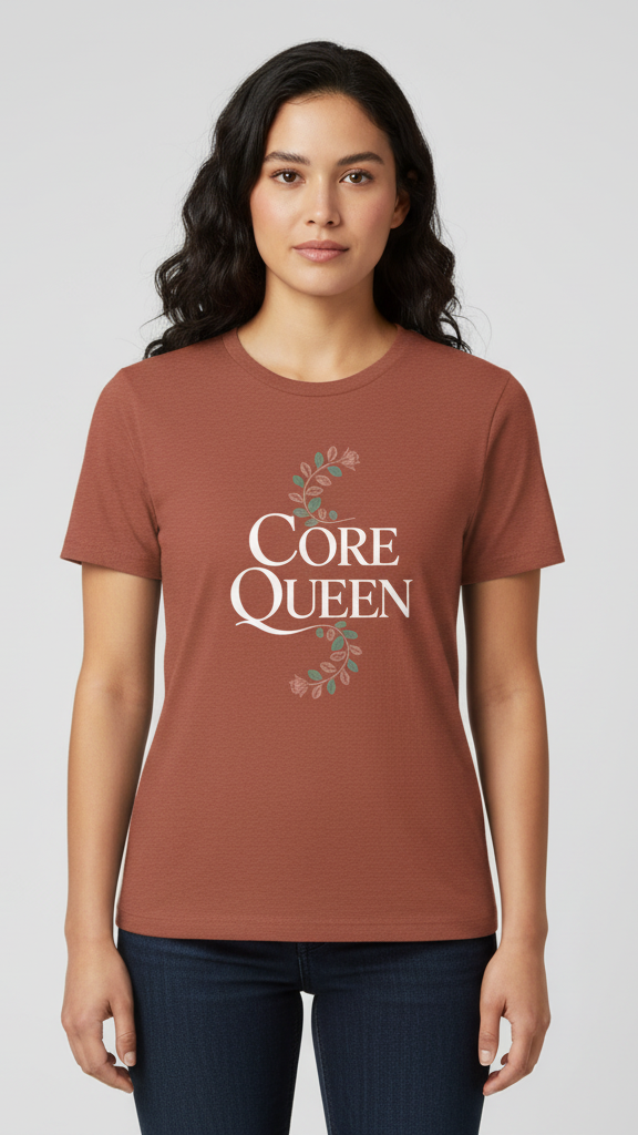 "Core Queen" Elegant Floral Scroll T-shirt